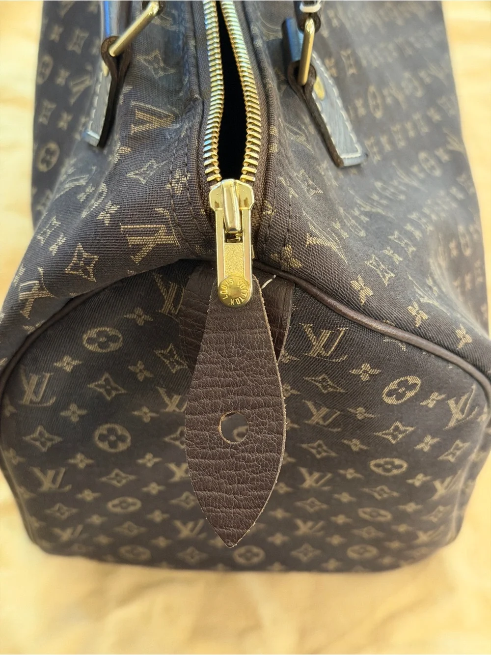 Louis Vuitton Monogram Speedy 30 Mini Lin Ebene Brown M95224, Excellent